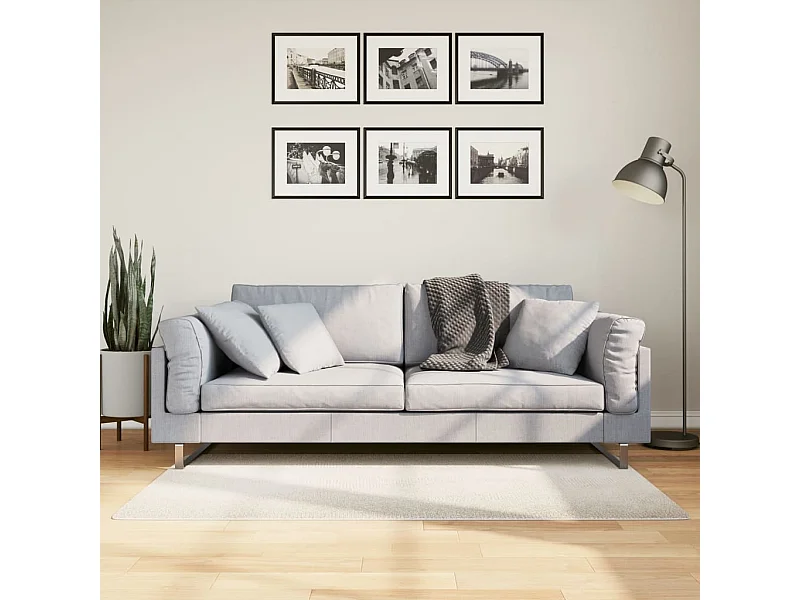Tapete de pelo curto IZA visual escandinavo 80x150 cm cor creme