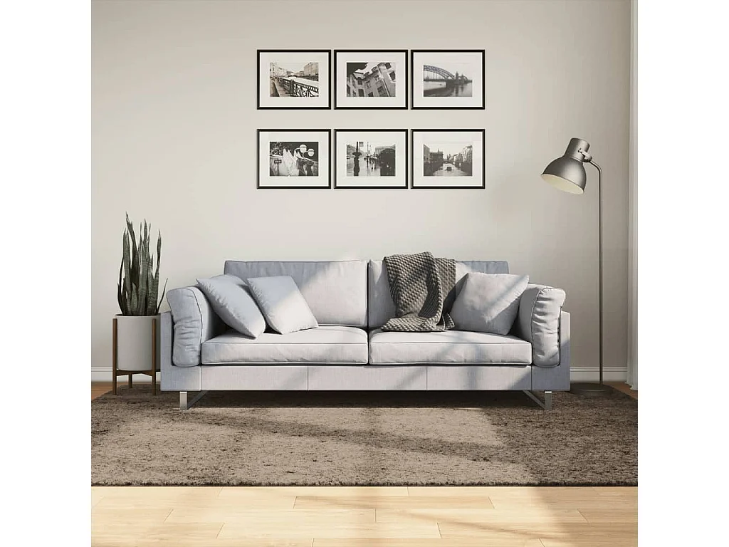 Tapis à poils longs aspect brillant gris 160x230 cm