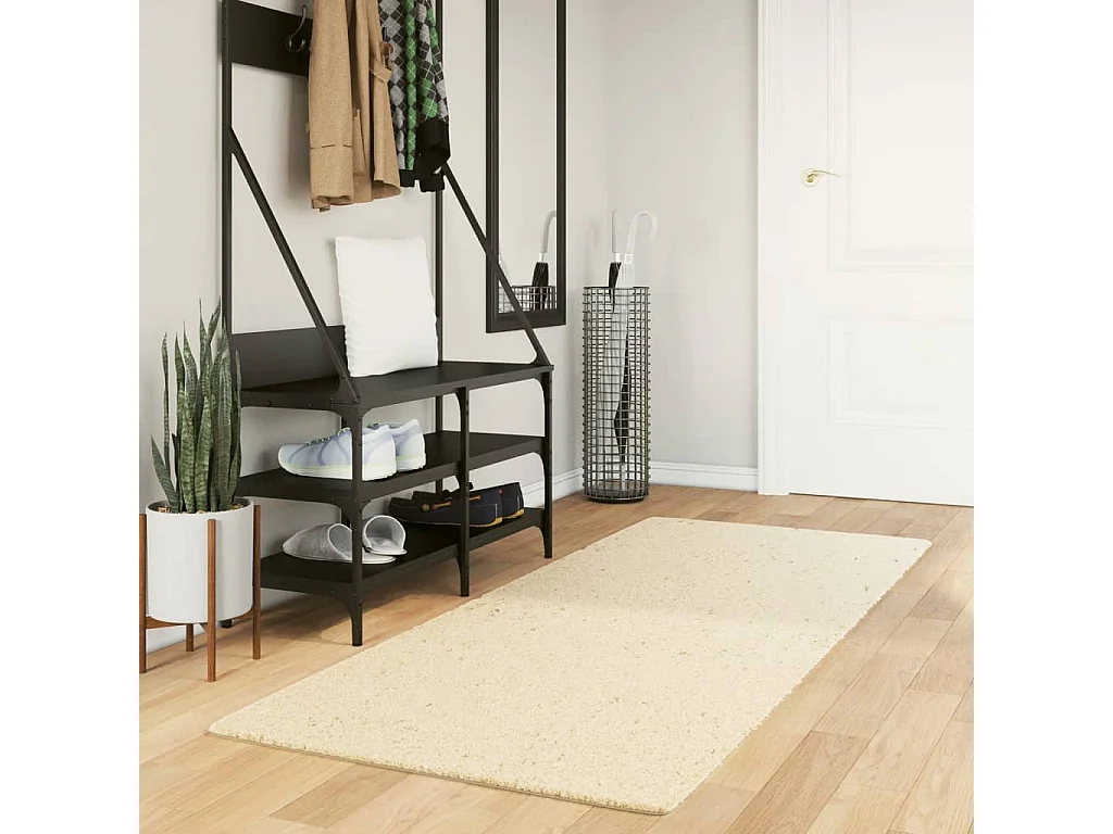 Tapis à poils courts doux et lavable crème 80x200 cm