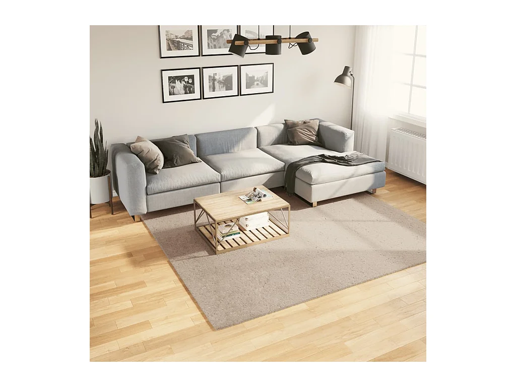 Tapis à poils courts doux et lavable sable 240x240 cm