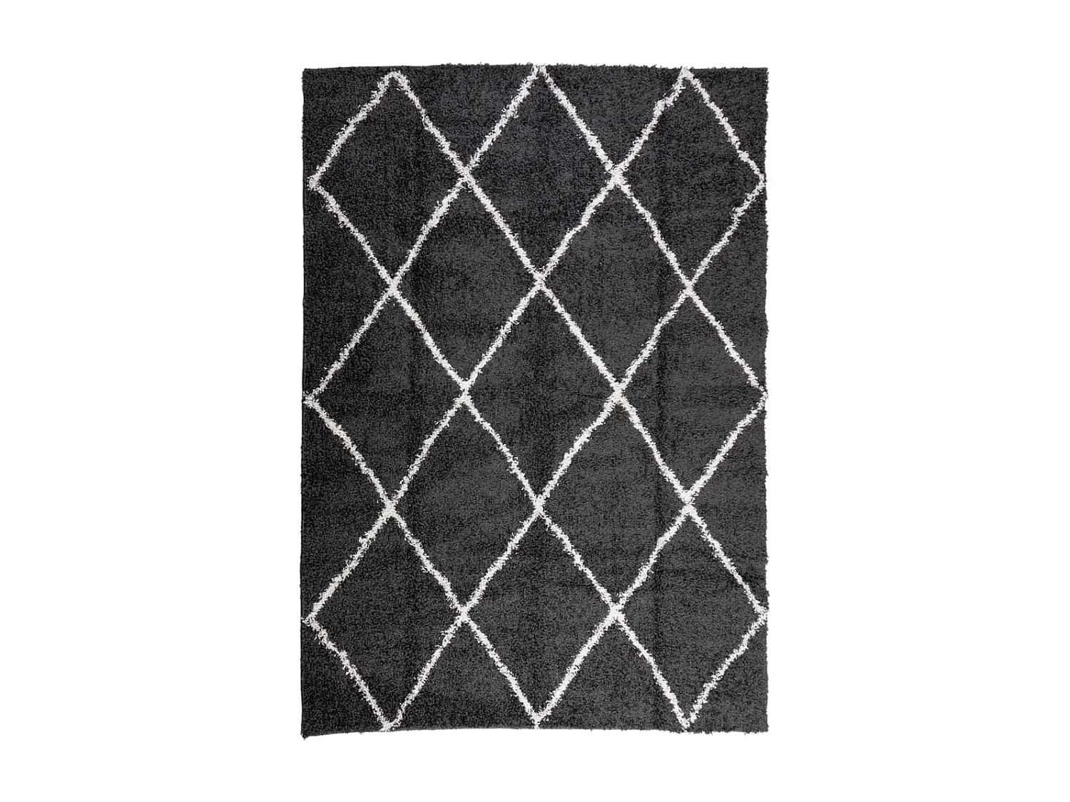 Tapis shaggy à poils longs moderne noir et crème 160x230 cm