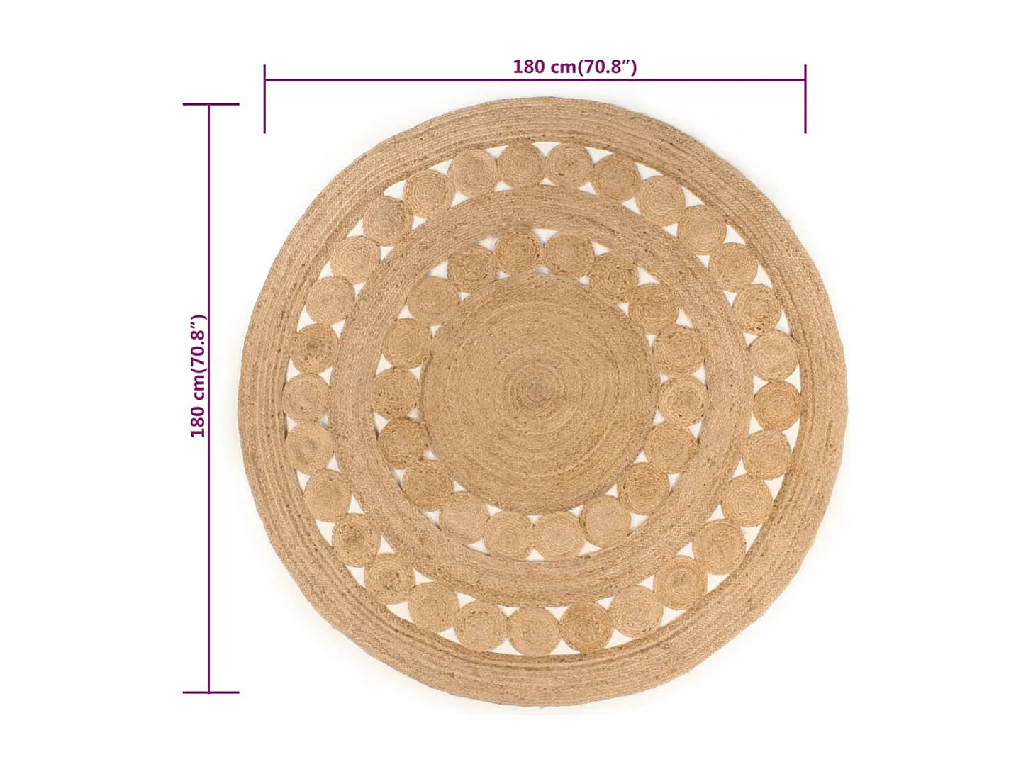 Tapis design tressé jute 180 cm rond