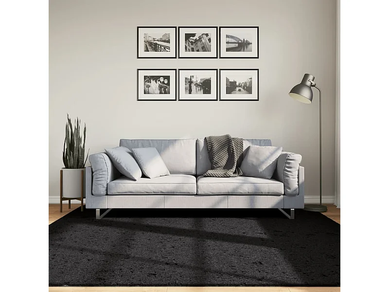 Tapete de pelo curto OVIEDO 200x200 cm preto