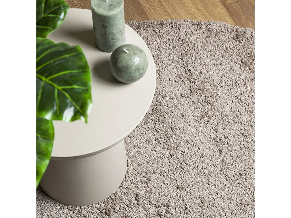 Alfombra peluda de pelo largo moderna PAMPLONA beige Ø 80 cm