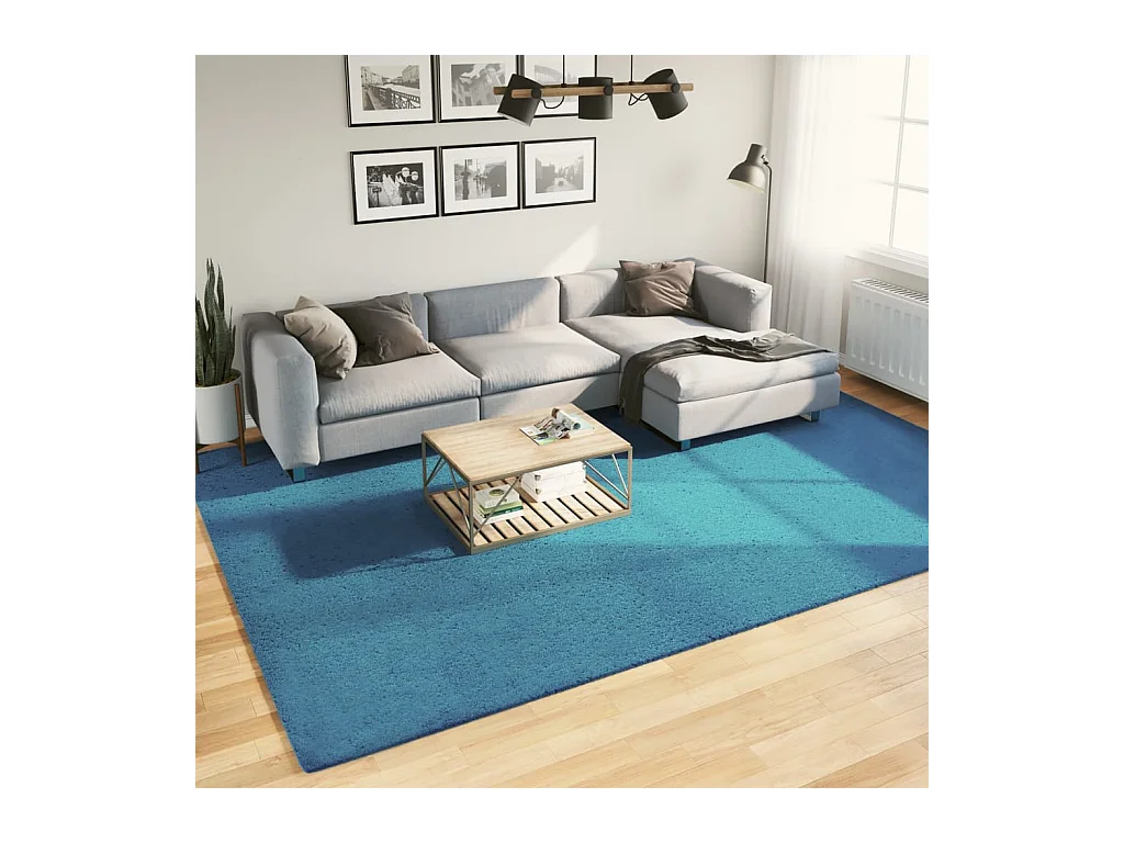 Tapis à poils courts turquoise 240x340 cm