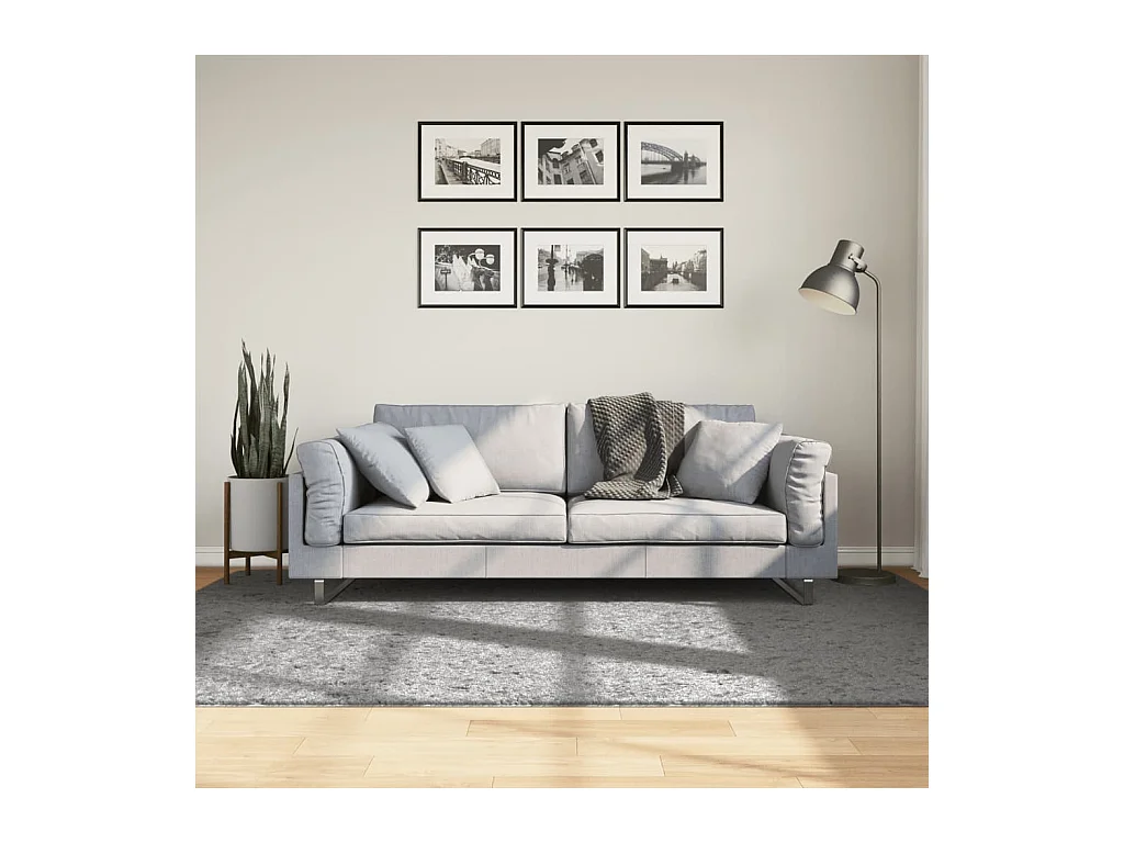 Tapis shaggy à poils longs moderne gris 160x230 cm