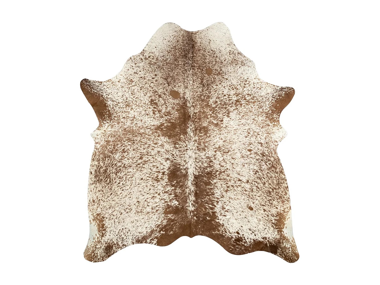 Alfombra de piel de vaca auténtica marrón y blanco 180x220 cm