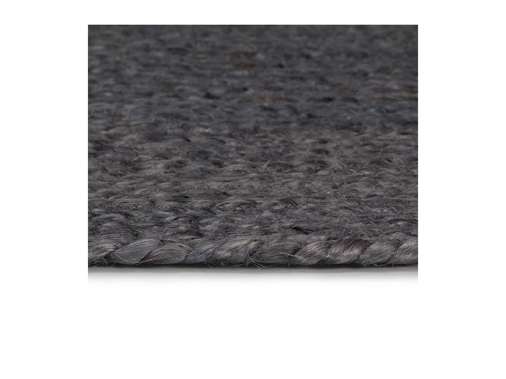 Alfombra de yute tejida a mano redonda gris oscuro 240 cm