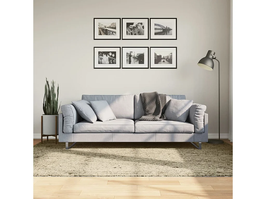 Tapis shaggy à poils longs moderne doré 160x230 cm