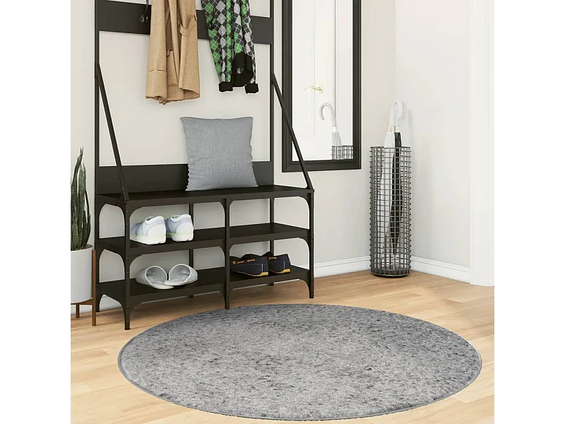 Tapis shaggy à poils longs moderne gris ø 120 cm