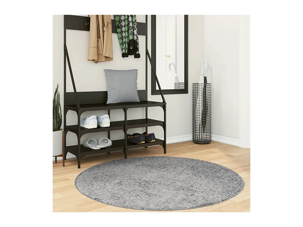 Tapis shaggy à poils longs moderne gris ø 120 cm