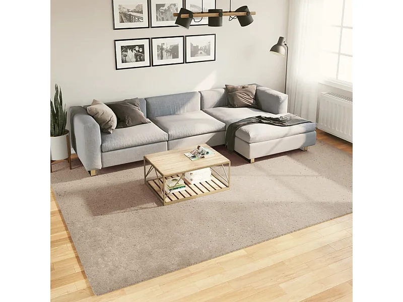 Tapete de pelo curto macio e lavável 240x340 cm cor areia