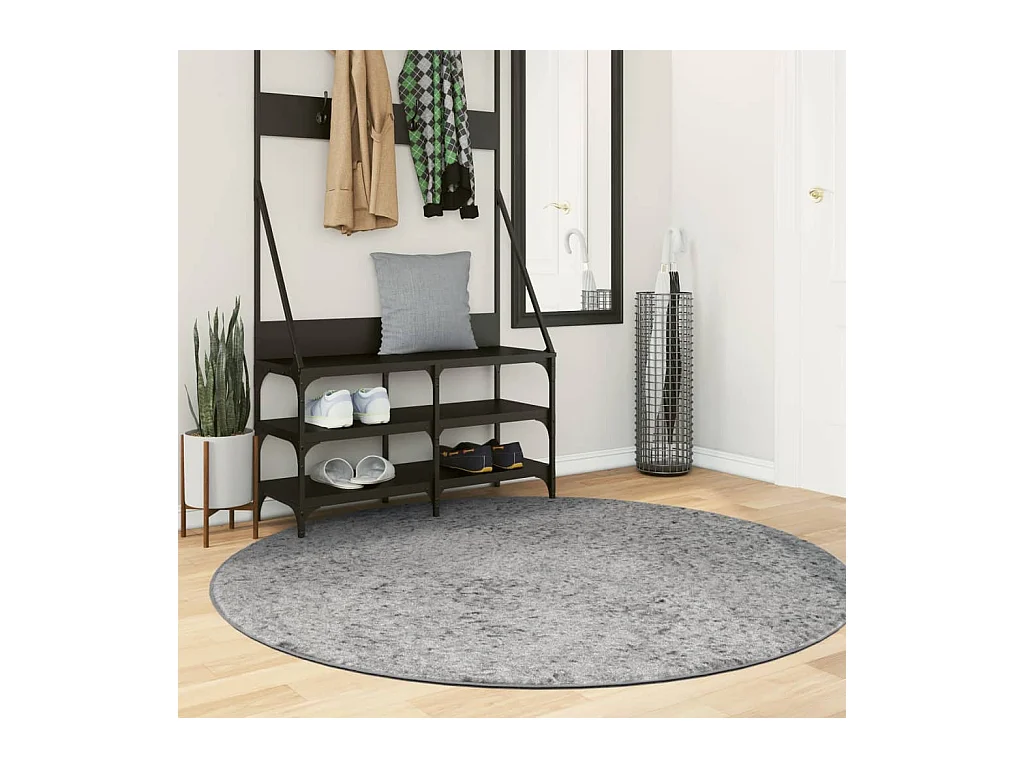 Tapis shaggy à poils longs moderne gris ø 160 cm