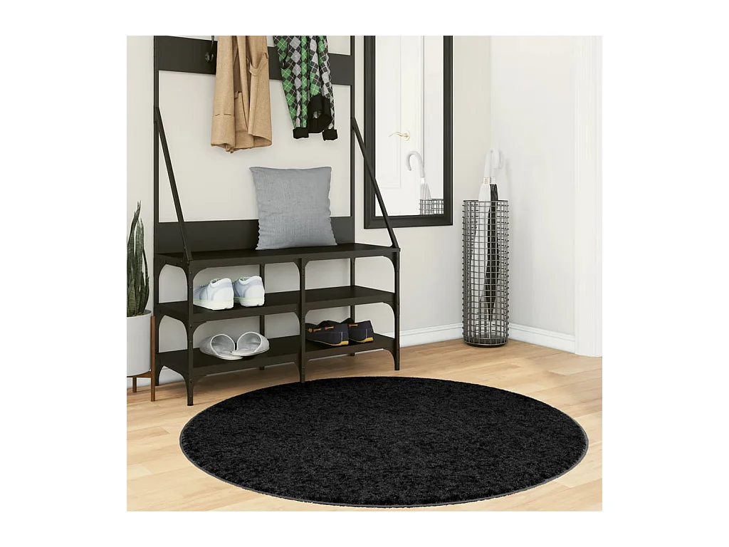 Tapis à poils courts noir ø 120 cm