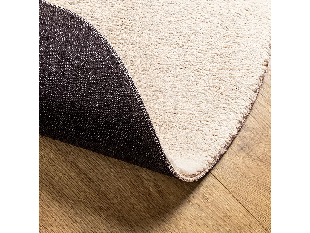 Tapis à poils courts doux et lavable beige ø 200 cm