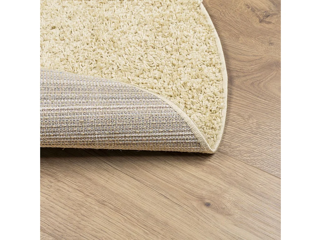 Tapis shaggy à poils longs moderne doré ø 100 cm
