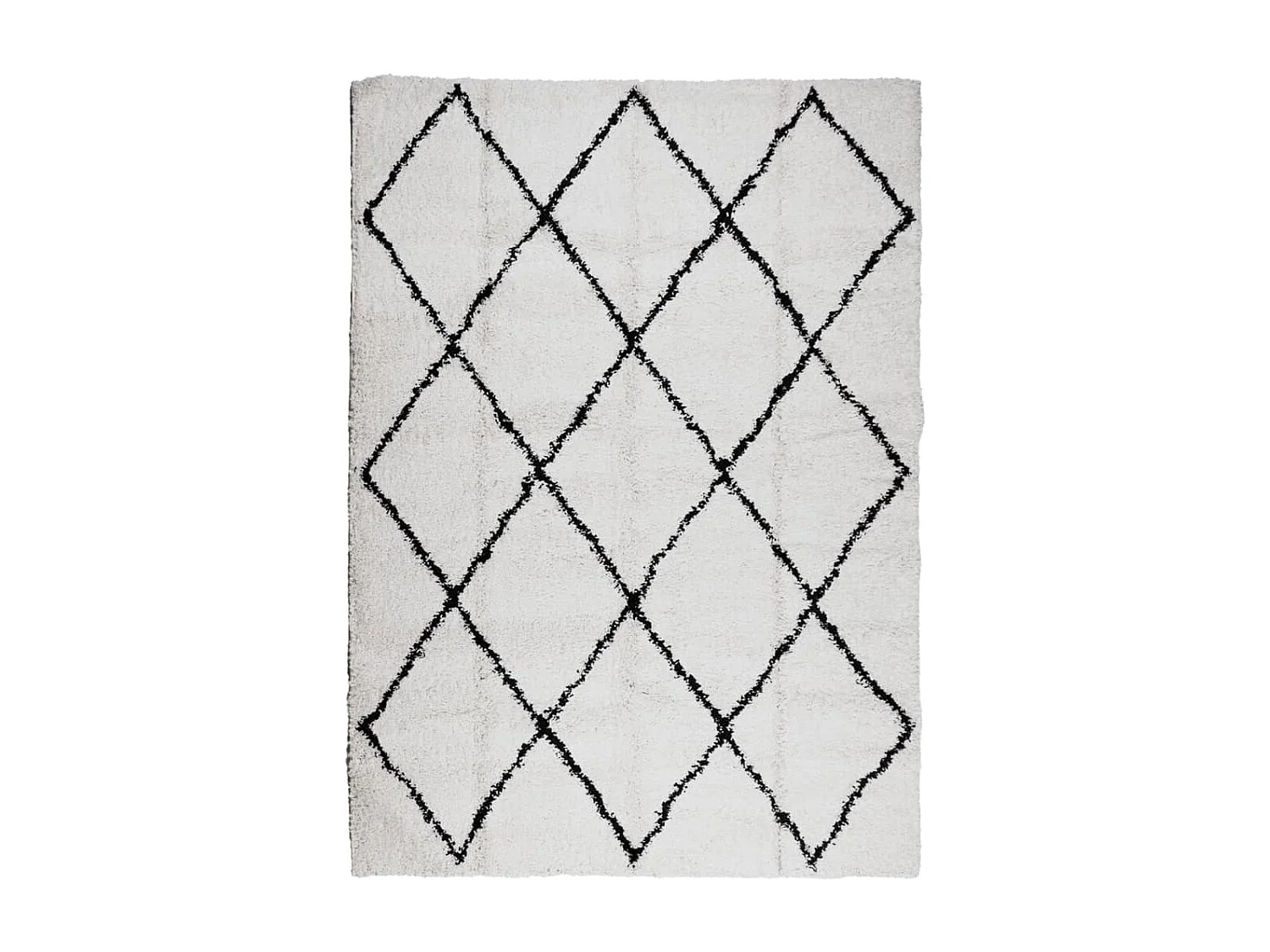 Tapis shaggy à poils longs moderne crème et noir 200x280 cm