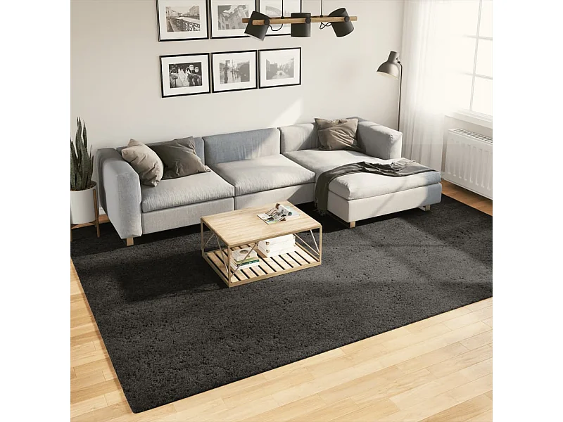 Tapete de pelo alto com aspeto brilhante 240x340 cm antracite