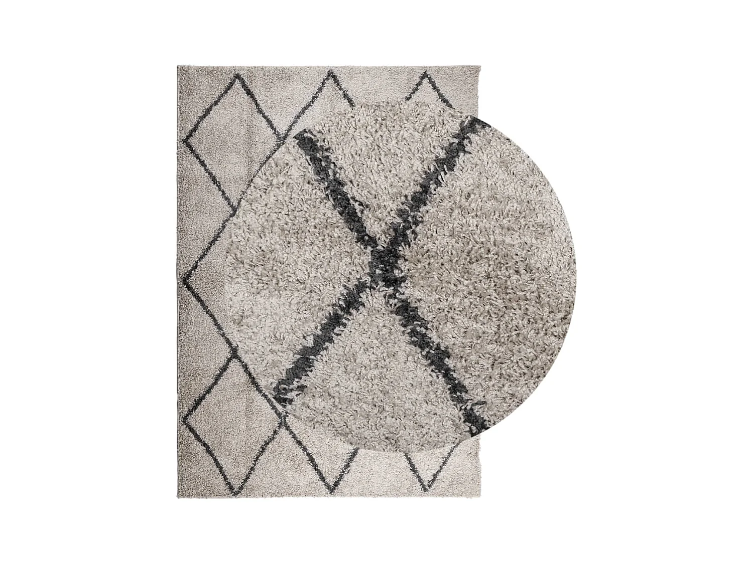 Tapis shaggy à poils longs moderne beige anthracite 120x170 cm