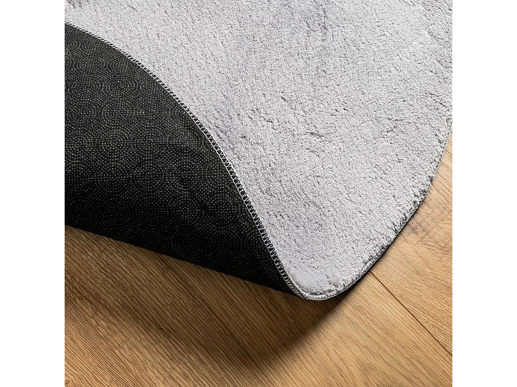 Alfombra de pelo corto suave lavable HUARTE gris Ø 120 cm