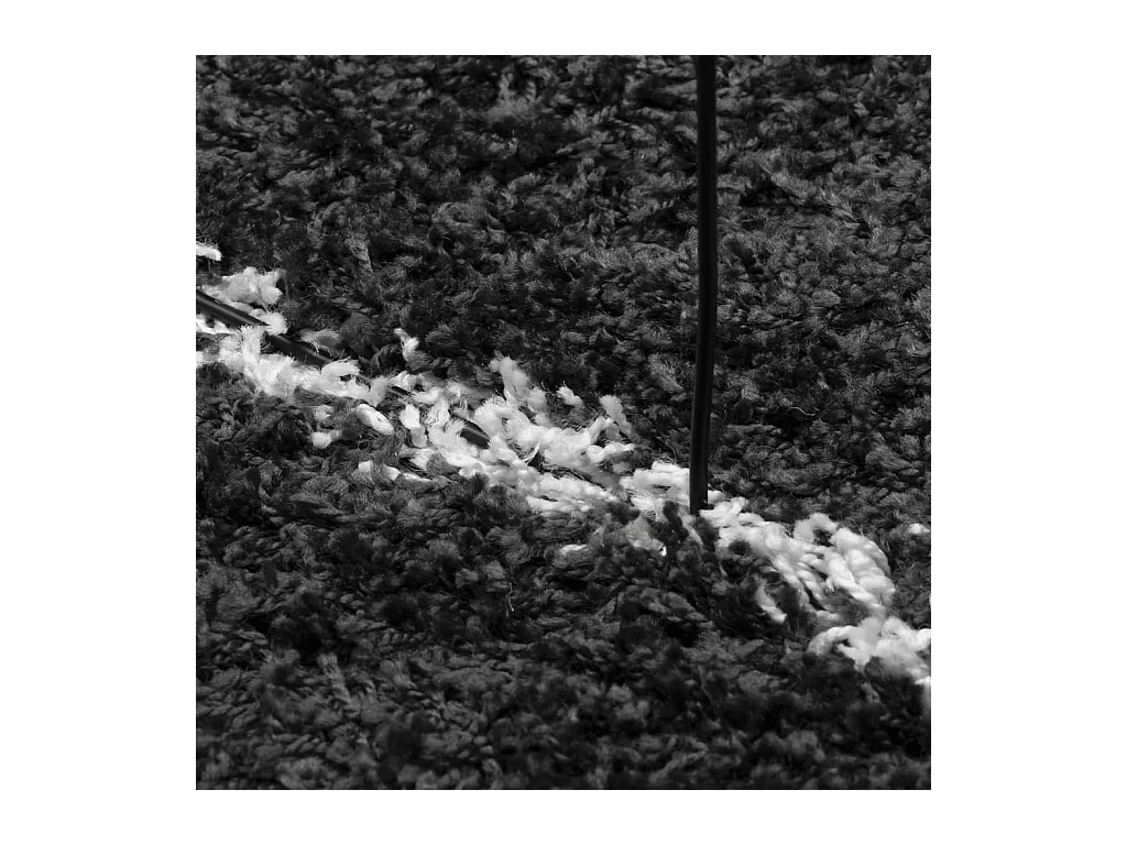 Tapis shaggy à poils longs moderne noir et crème 80x200 cm