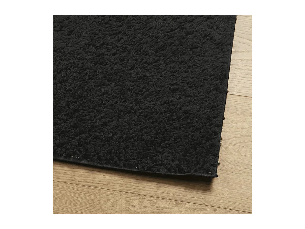 Tapis shaggy à poils longs moderne noir 140x200 cm