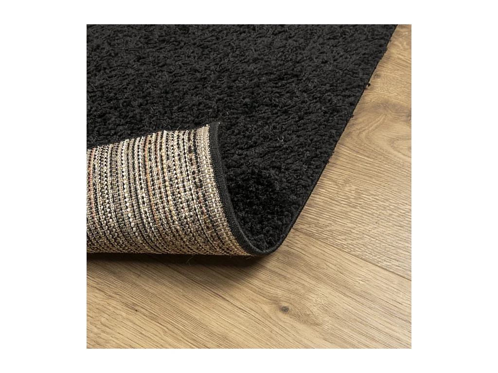 Tapis shaggy à poils longs moderne noir 140x200 cm