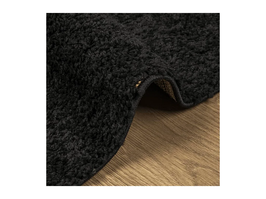 Tapis shaggy à poils longs moderne noir 140x200 cm