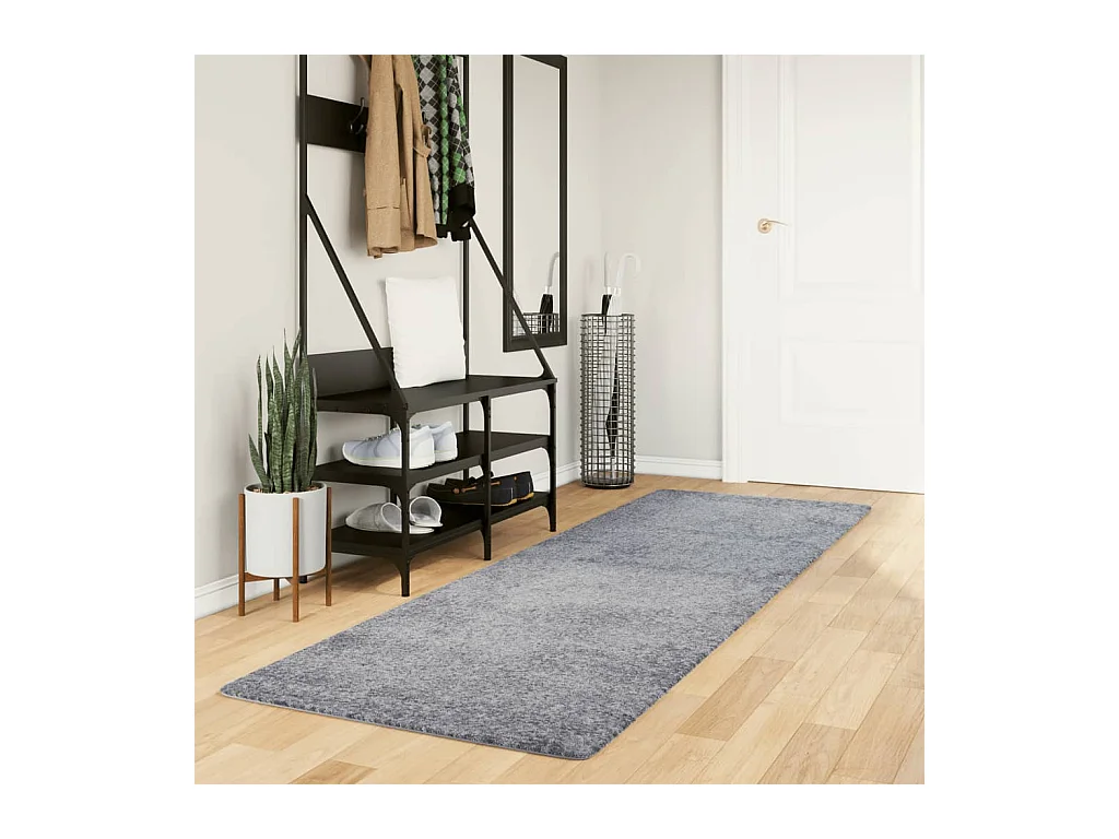 Tapis shaggy à poils longs moderne bleu 80x250 cm