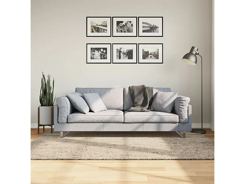 Tapete de pelo alto com aspeto brilhante 140x200 cm bege