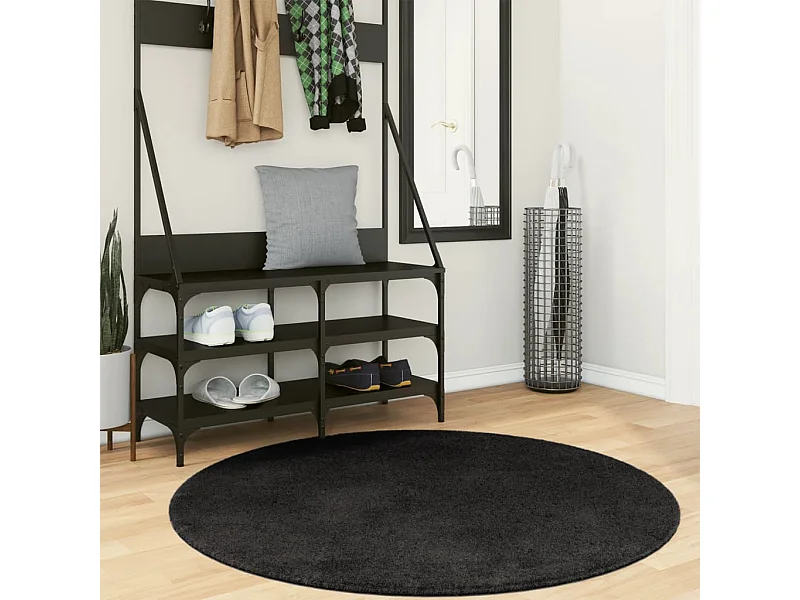 Tapis à poils courts doux et lavable noir ø 120 cm