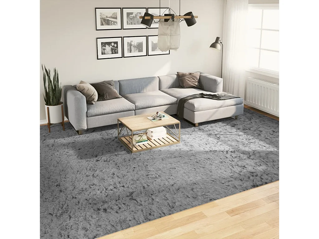 Alfombra peluda de pelo largo moderna PAMPLONA gris 300x400 cm