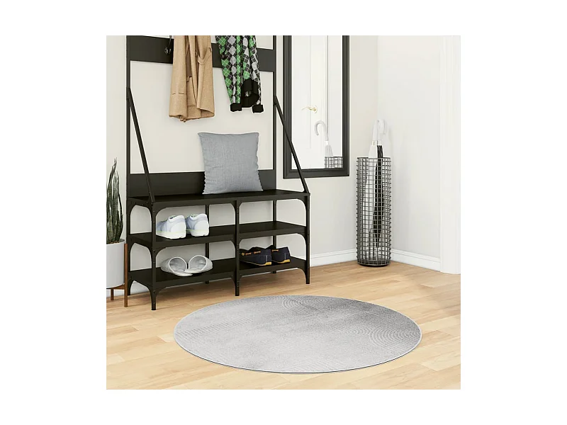 Alfombra de pelo corto look escandinavo IZA gris Ø 100 cm