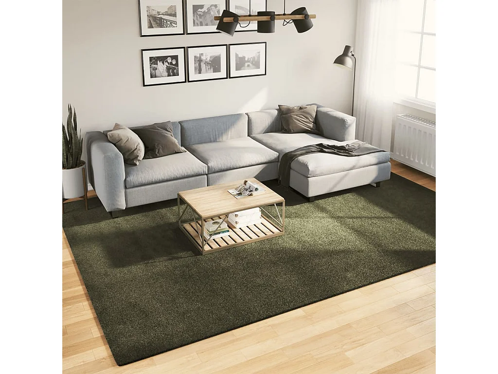 Tapete de pelo curto macio e lavável 240x340 cm verde-floresta