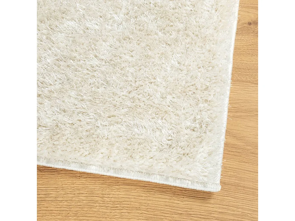 Tapis à poils longs aspect brillant crème 100x200 cm