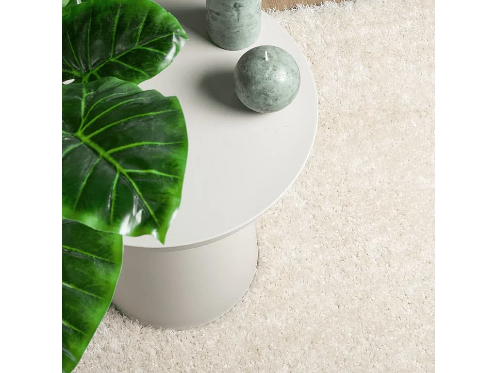 Tapis à poils longs aspect brillant crème 100x200 cm