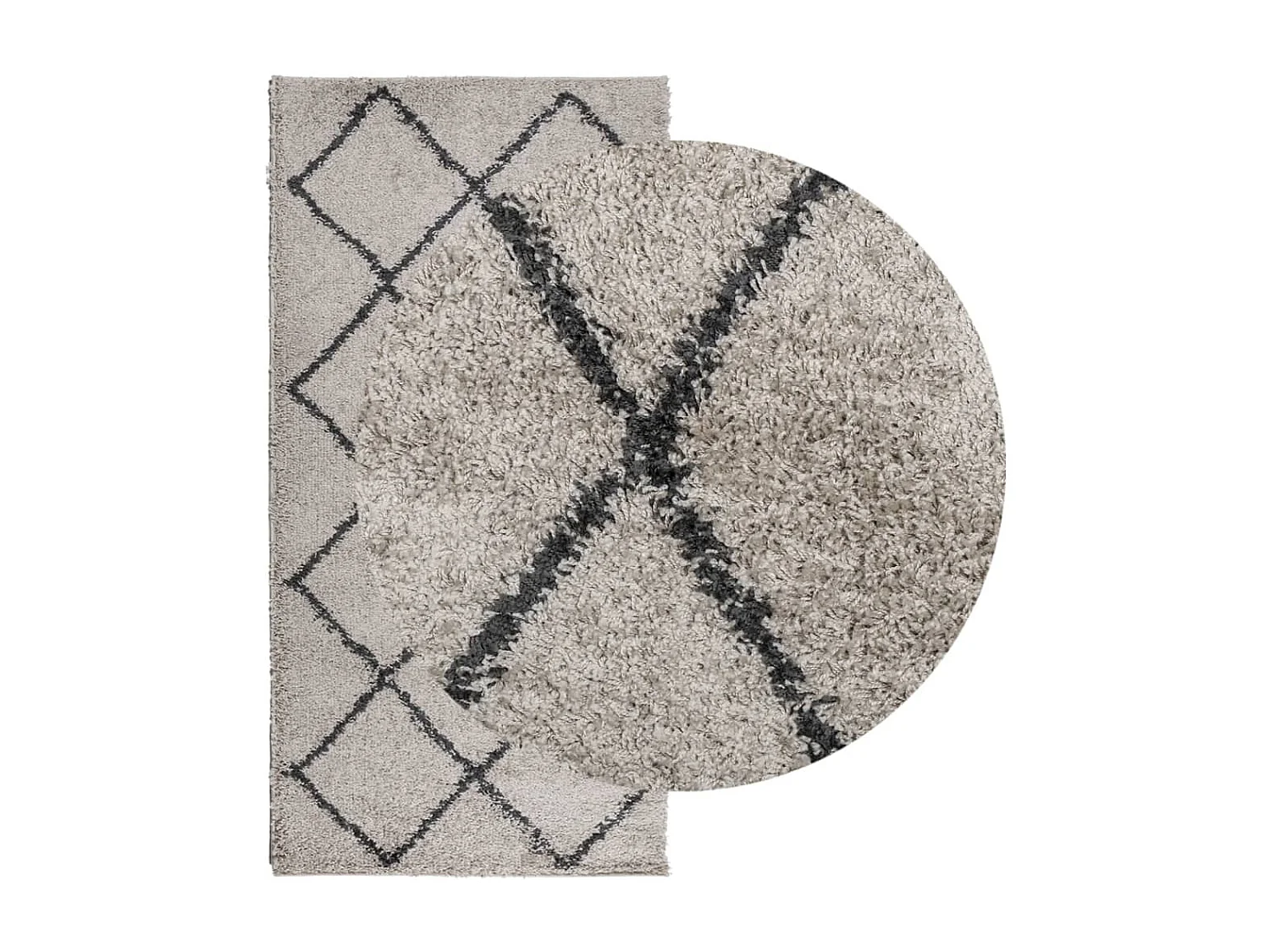 Tapis shaggy à poils longs moderne beige anthracite 100x200 cm