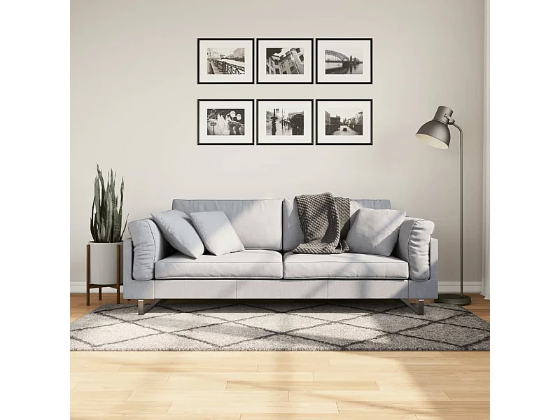 Tapete shaggy de pelo alto 100x200 cm bege e antracite