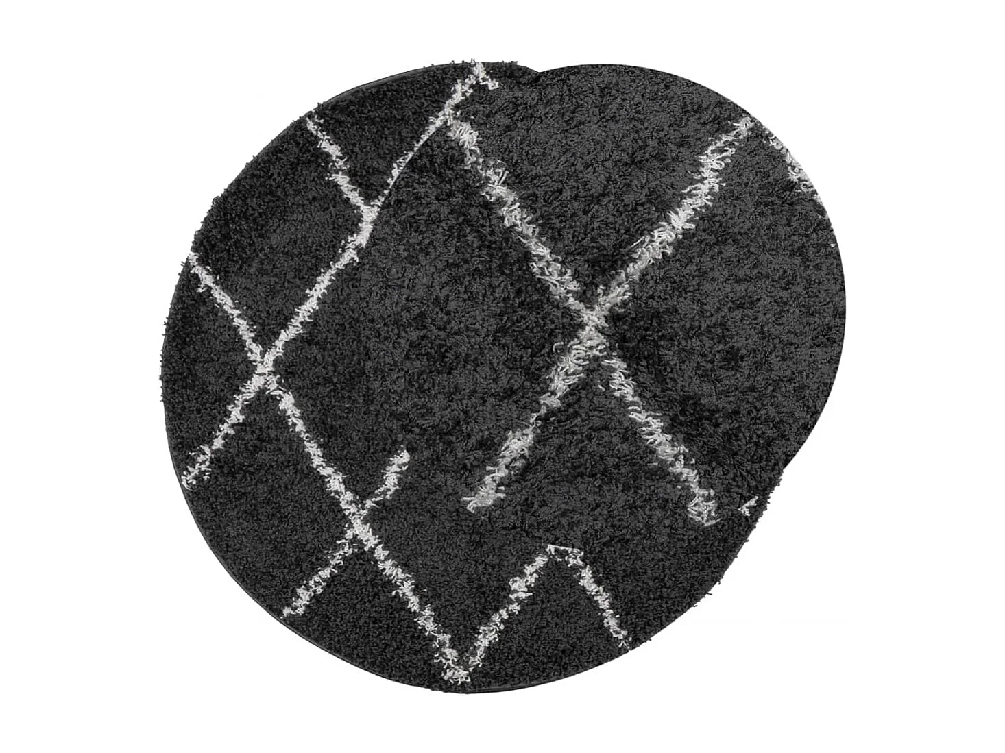 Tapete shaggy de pelo alto Ø 280 cm preto e creme