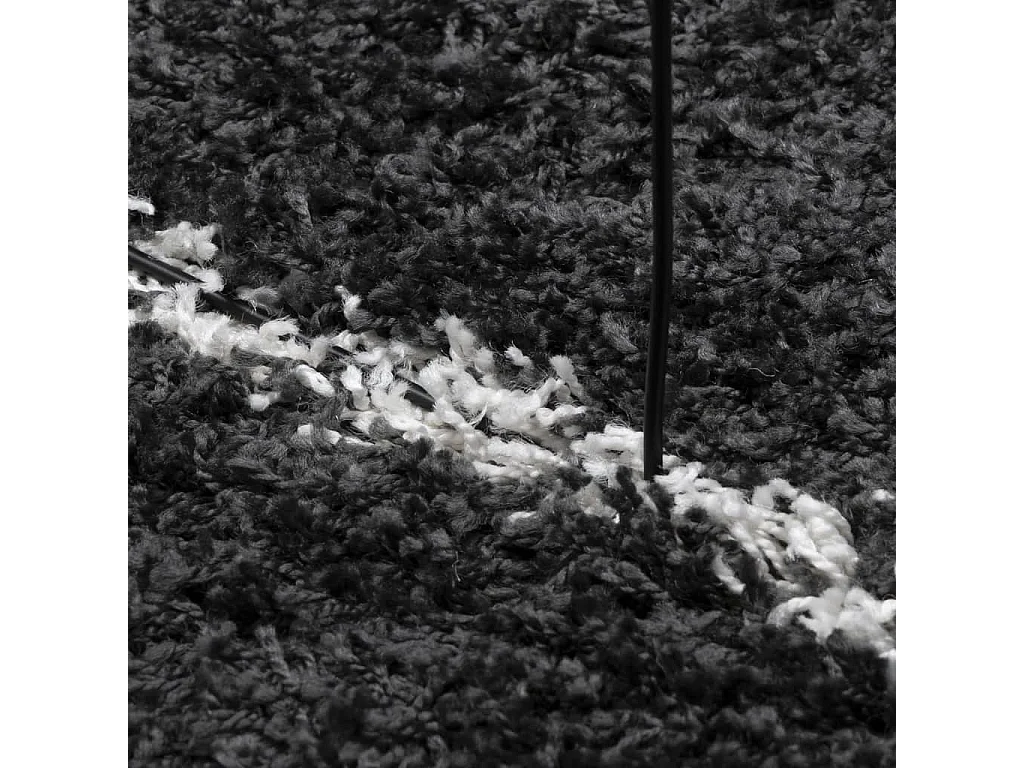 Tapis shaggy à poils longs moderne noir et crème 80x250 cm
