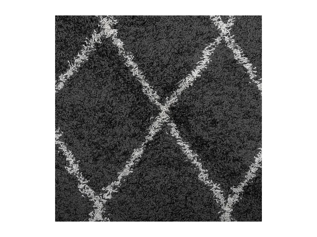Tapis shaggy à poils longs moderne noir et crème 80x250 cm