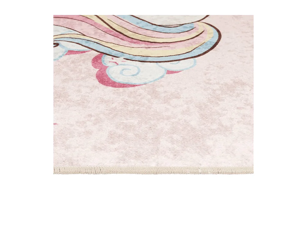Tapis enfants rose 160x230 cm licorne antidérapant lavable