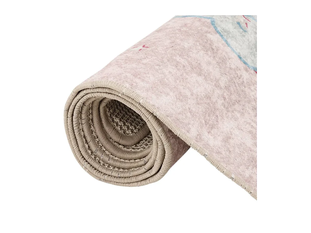 Tapete lavável antiderrapante infantil 160x230cm unicórnio rosa