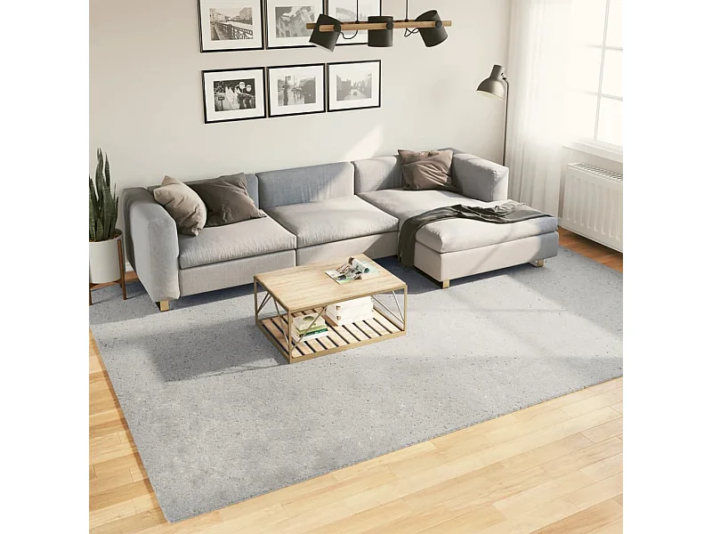 Tapete de pelo curto macio e lavável 240x340 cm cinzento