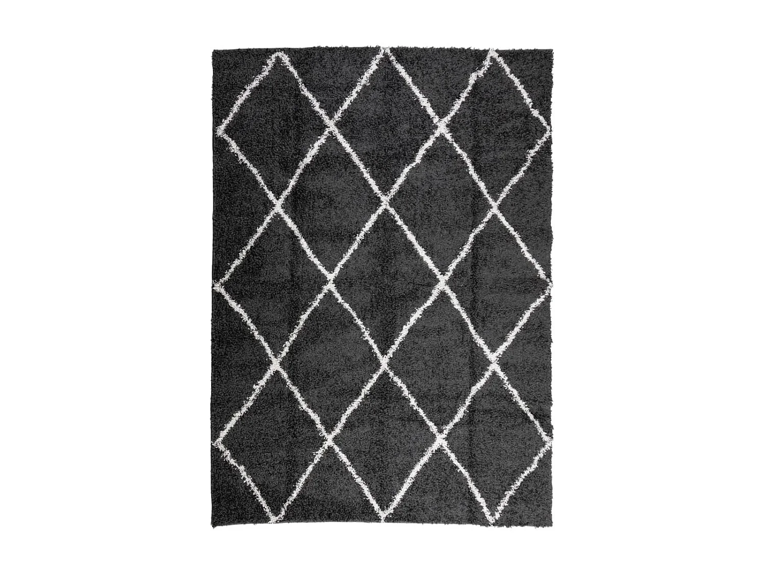 Tapis shaggy à poils longs moderne noir et crème 200x280 cm