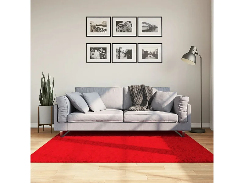 Tapete de pelo curto OVIEDO 160x160 cm vermelho
