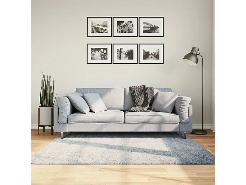 Tapis shaggy à poils longs moderne bleu 160x160 cm