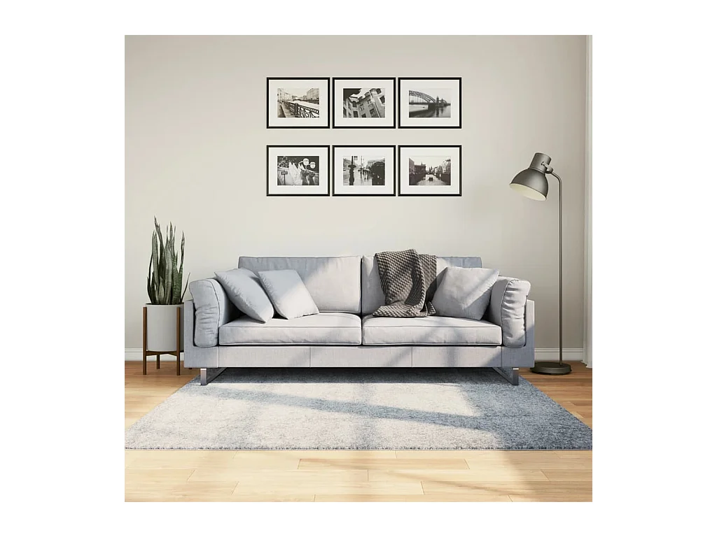 Tapis shaggy à poils longs moderne bleu 160x160 cm
