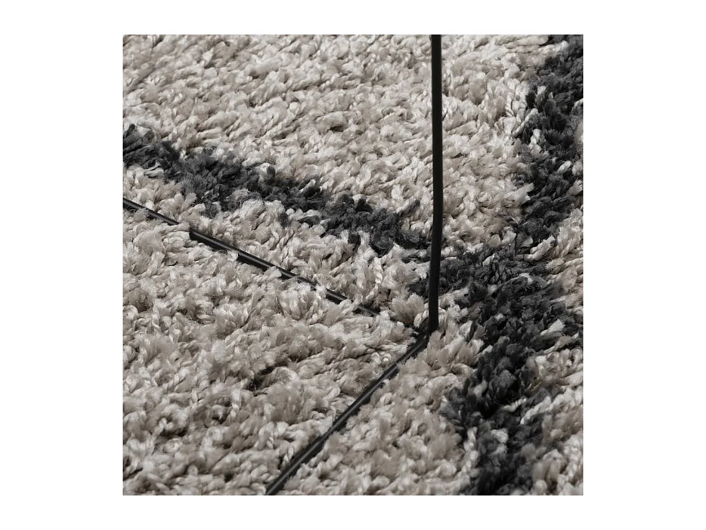 Alfombra de pelo largo moderna beige y antracita Ø 240 cm