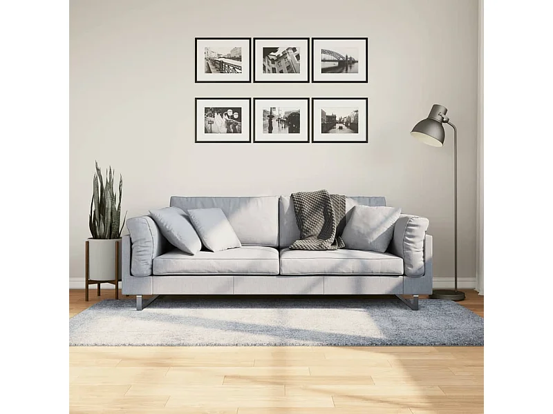 Alfombra de pelo largo moderna azul 100x200 cm